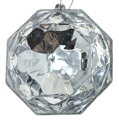 4-inch clear acrylic precious gem ornament shown in round and square faceted shapes