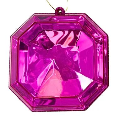 4-inch fuchsia acrylic precious gem ornament available in round or square faceted shapes