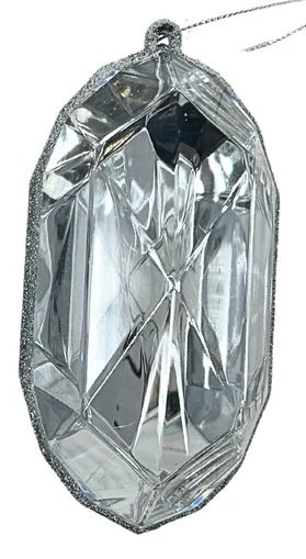 5-inch clear acrylic precious gem ornament shown in rectangle and oblong faceted shapes