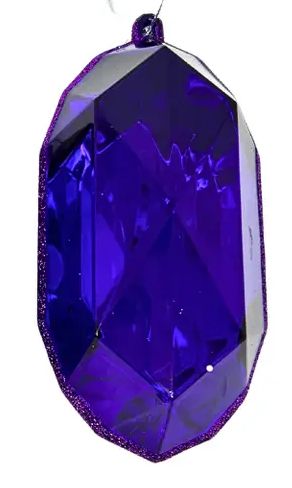 5-inch midnight purple acrylic gem ornament available in rectangle and oblong faceted shapes
