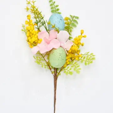 12 inch colorful Easter eggs and hydrangea pick with spring flowers for Easter wreaths and arrangements at RRO Home