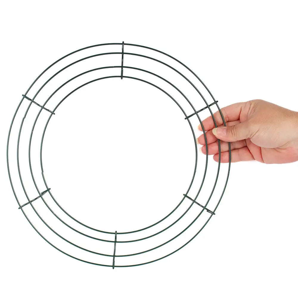 12-inch green box wire wreath frame with heavy-weight coated metal for DIY craft use