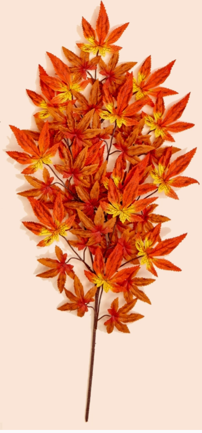 26 inch Japanese maple spray with 45 artificial leaves displaying vibrant autumn colors perfect for fall seasonal decorating at RRO Home