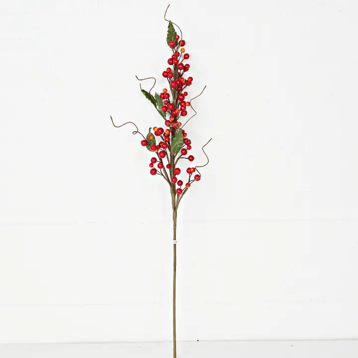 20 inch red orange berry stem with vibrant artificial berries for fall autumn seasonal decorating and harvest displays