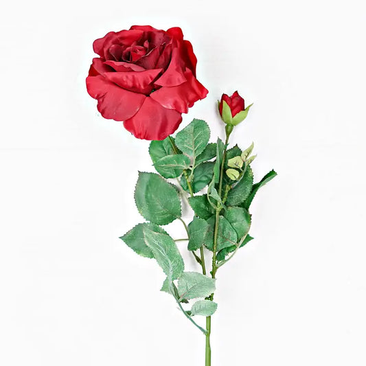 29 inch tall red rose with bud stem artificial flower for romantic home decorating and wedding decor