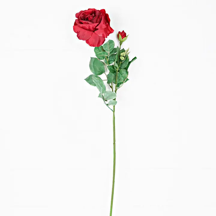29 inch tall red rose with bud displaying classic artificial flower perfect for romantic home decorating at RRO Home