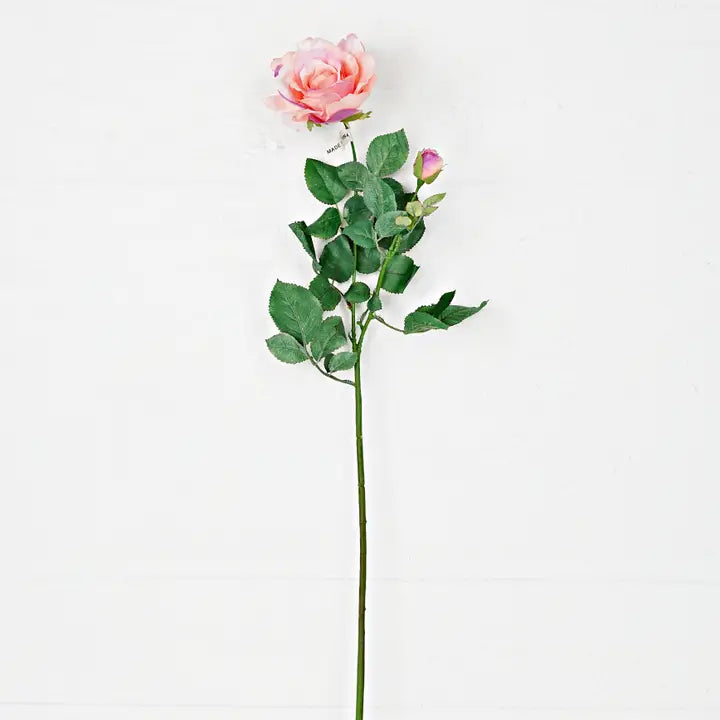 29 inch tall mauve rose with bud and leaves displaying elegant artificial flower perfect for sophisticated home decorating at RRO Home