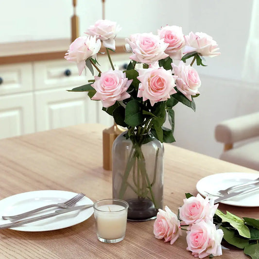 17 inch ballet pink rose stem with fresh-cut feel artificial flower for elegant home decorating
