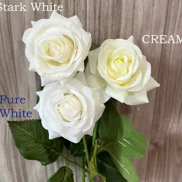 17 inch ivory off white rose stem with moisturized coating and fresh-cut feel for wedding and elegant arrangements