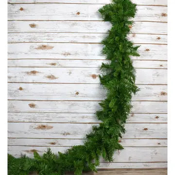 10 inch by 9 foot mixed pine Christmas garland with 230 tips showing full lush artificial greenery for holiday decorating