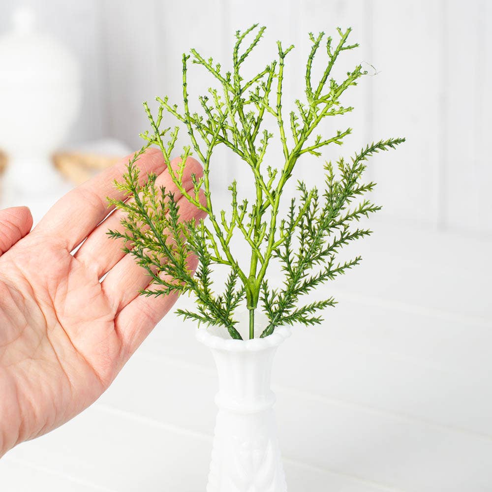 10" Weatherproof Cypress Pine Pick - Outdoor Artificial | RRO Home