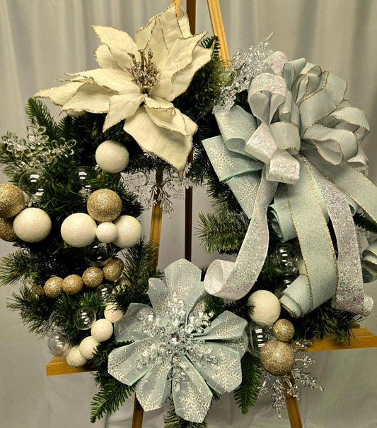 holiday wreath, winter wreath, designer wreath, 18″ wreath, Christmas wreath, RRO Home wreath
