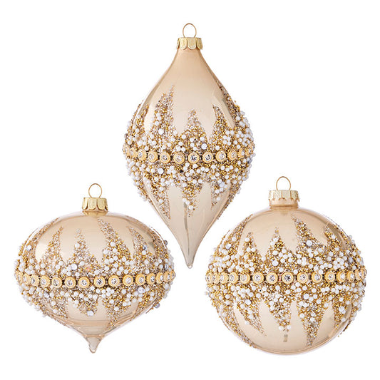 4" Beaded Ornament - Gold