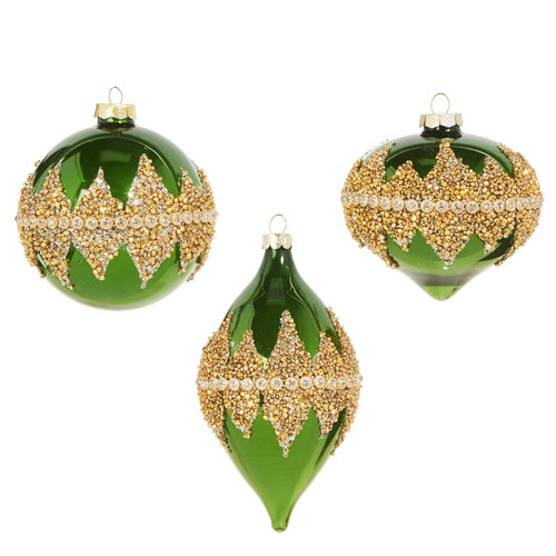 4" GREEN BEADED ORNAMENT