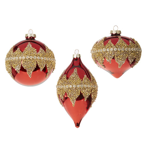 4" RED BEADED ORNAMENT