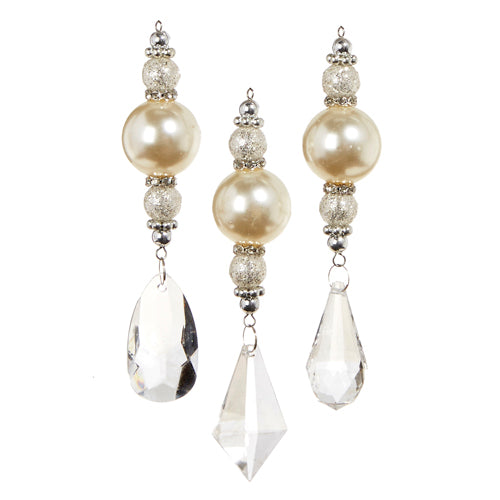 5.75" CRYSTAL PEARL DROP ORNAMENT