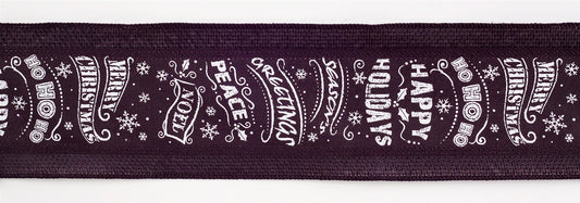 Black and white wired Christmas sentiment ribbon, set of 3 (4″ x 10 yd each) with “Peace”, “Noel”, “Merry Christmas”, “Happy Holidays”