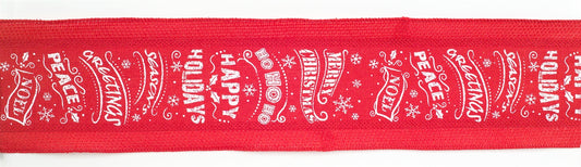 Red and white wired Christmas sentiment ribbon, set of 3 (4″ x 10 yd each) with “Peace”, “Noel”, “Merry Christmas”, “Happy Holidays”