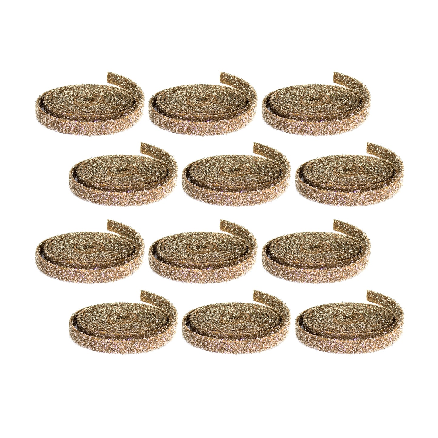 Gold wired glitter rope ribbon, set of 12 rolls, 15 ft each, metallic gold glitter perfect for bows, wreaths, garlands, and holiday decor