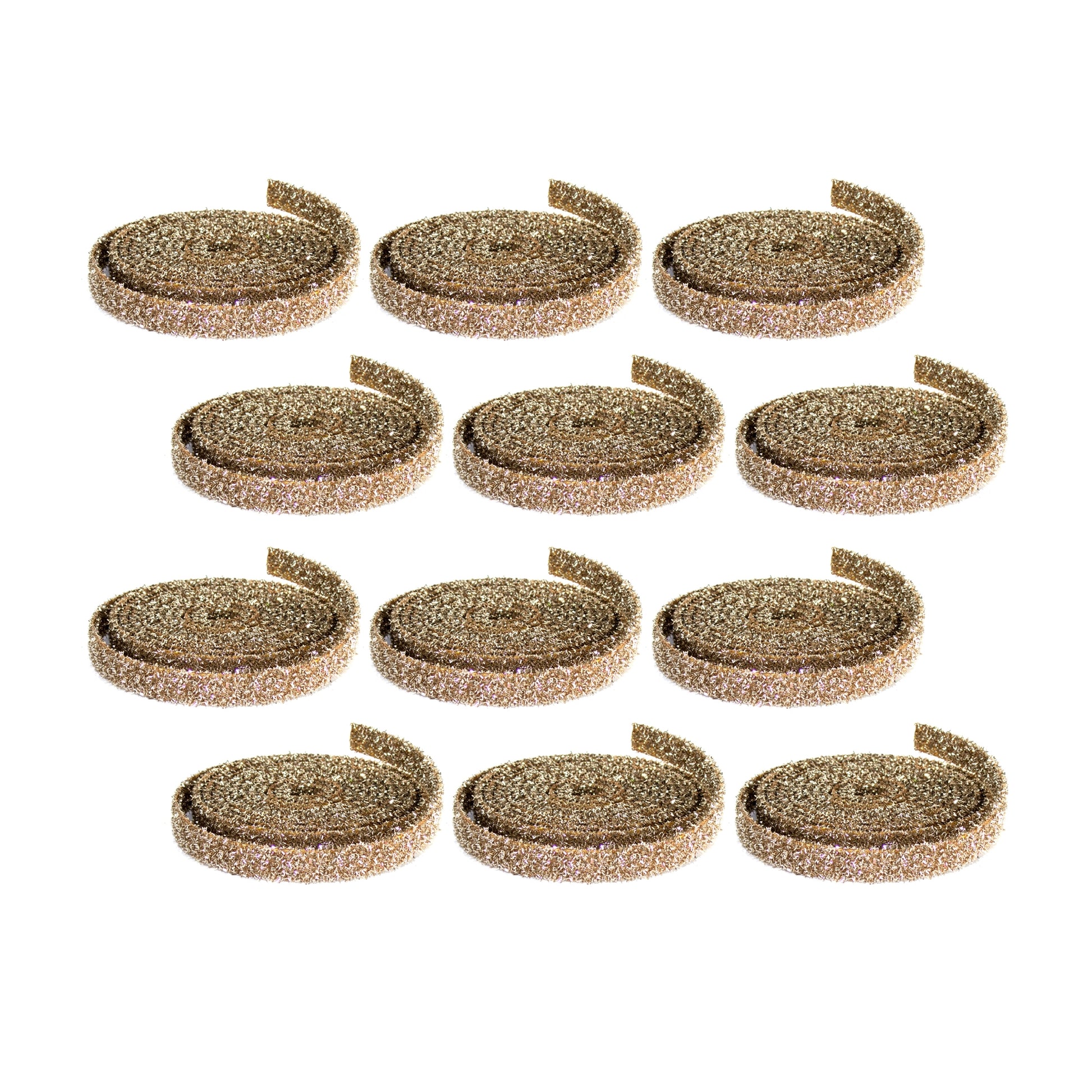 Gold wired glitter rope ribbon, set of 12 rolls, 15 ft each, metallic gold glitter perfect for bows, wreaths, garlands, and holiday decor