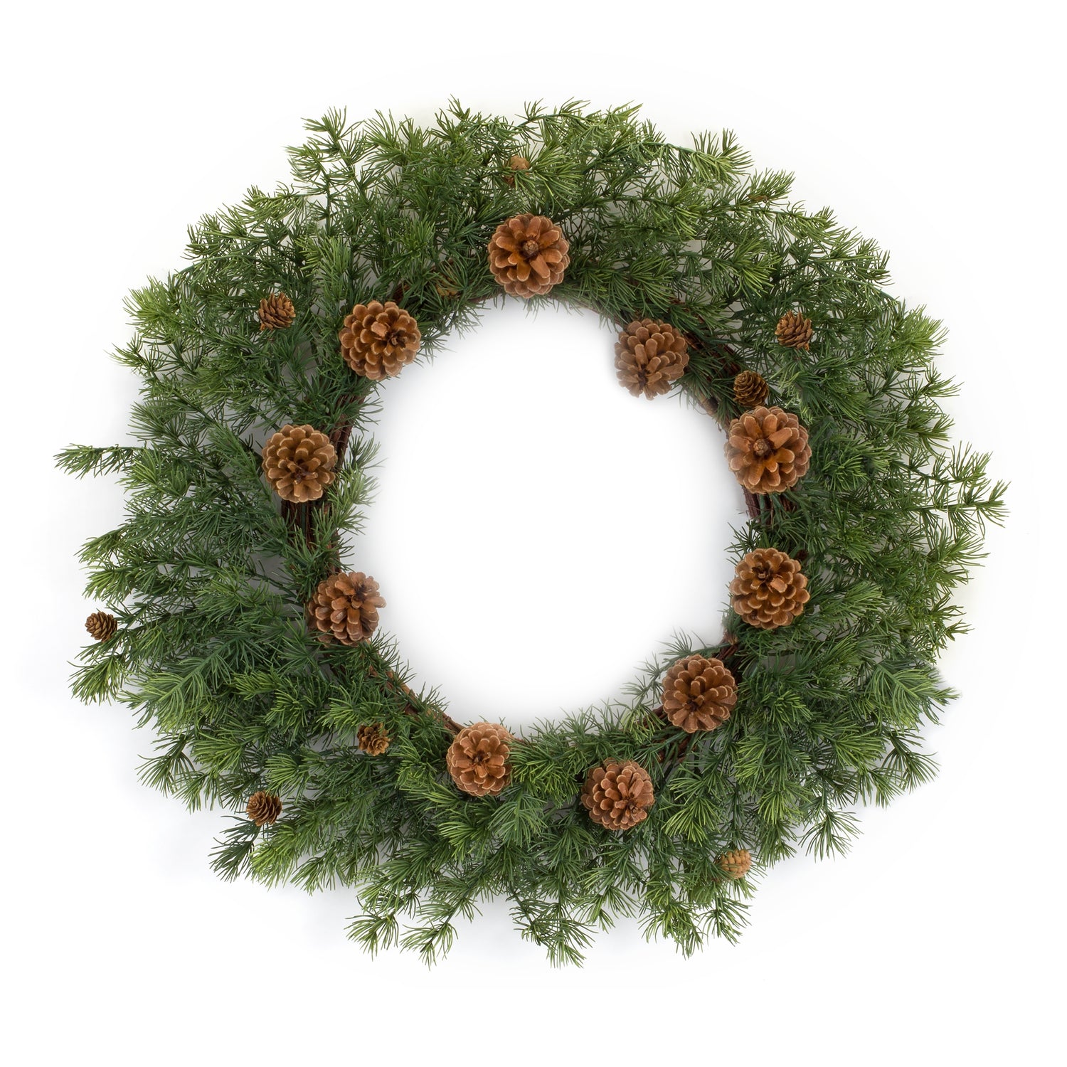Large Artificial Winter Pine and Pinecone Christmas Wreath (25.5-Inch)