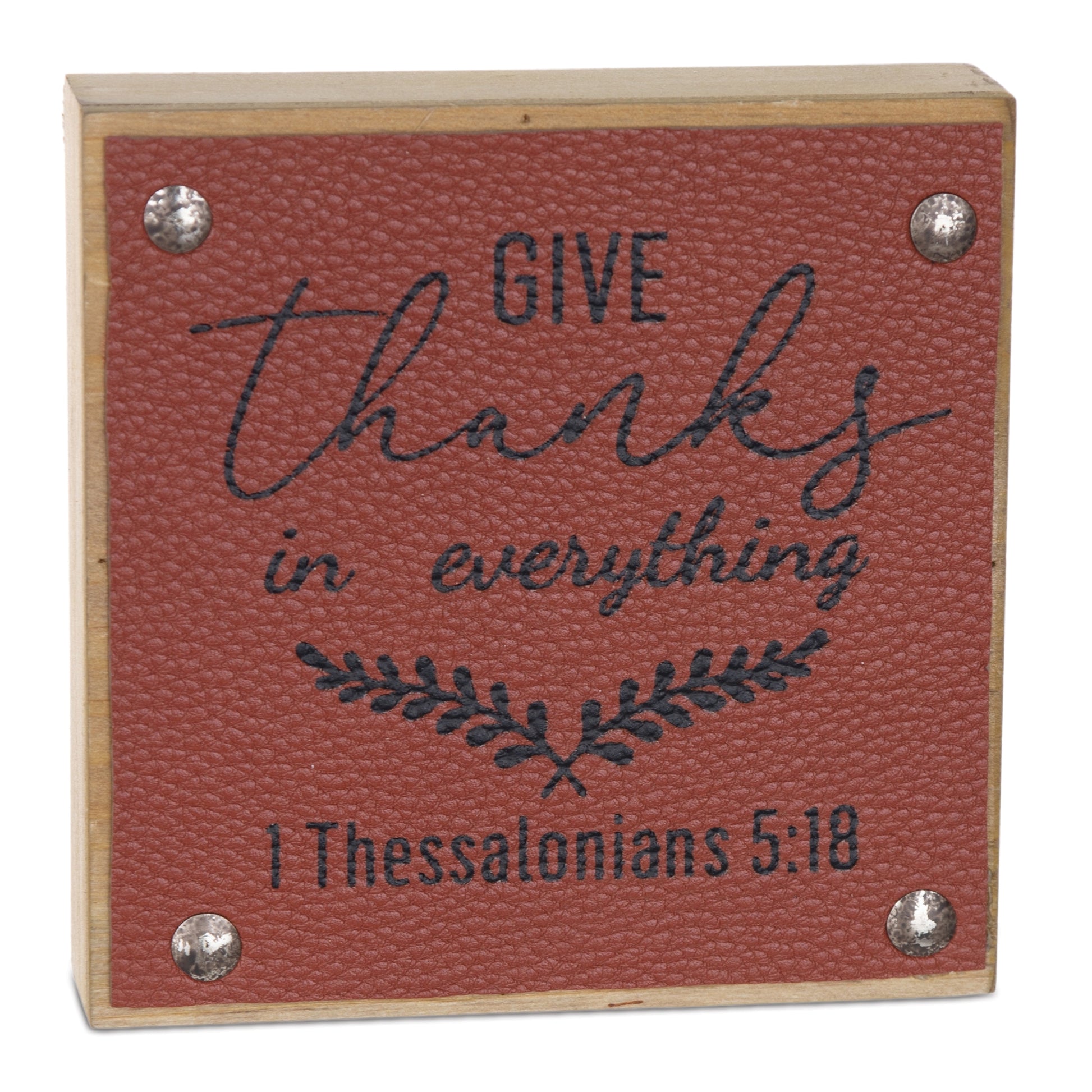 Set of six tabletop harvest signs with “Give Thanks” and “Be Thankful” sentiments in rustic fall colors
