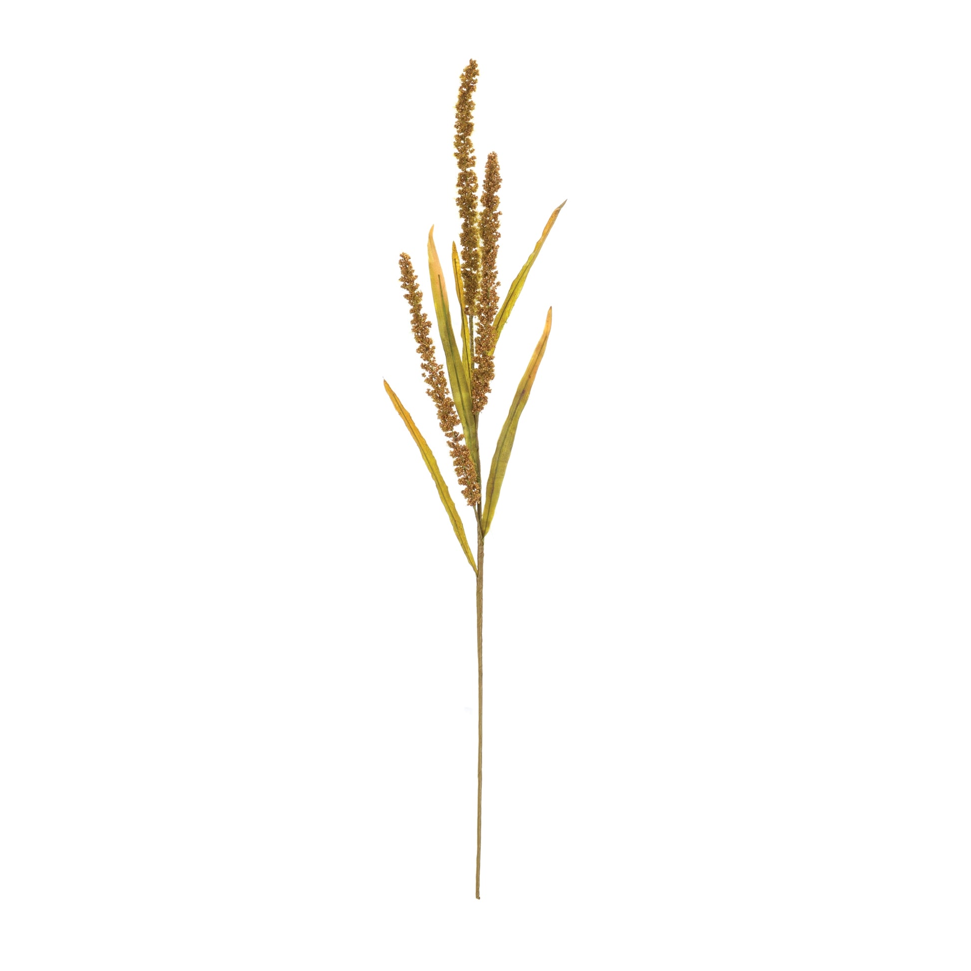 Set of twelve seeded harvest floral sprays with brown and green hues, each approx. 25.5″ tall
