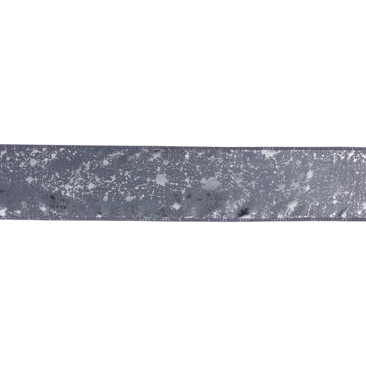 Grey distressed wired polyester ribbon, set of 2 (2.5″ x 10 yd each), premium wired edge for shaping wreaths, bows, and holiday décor