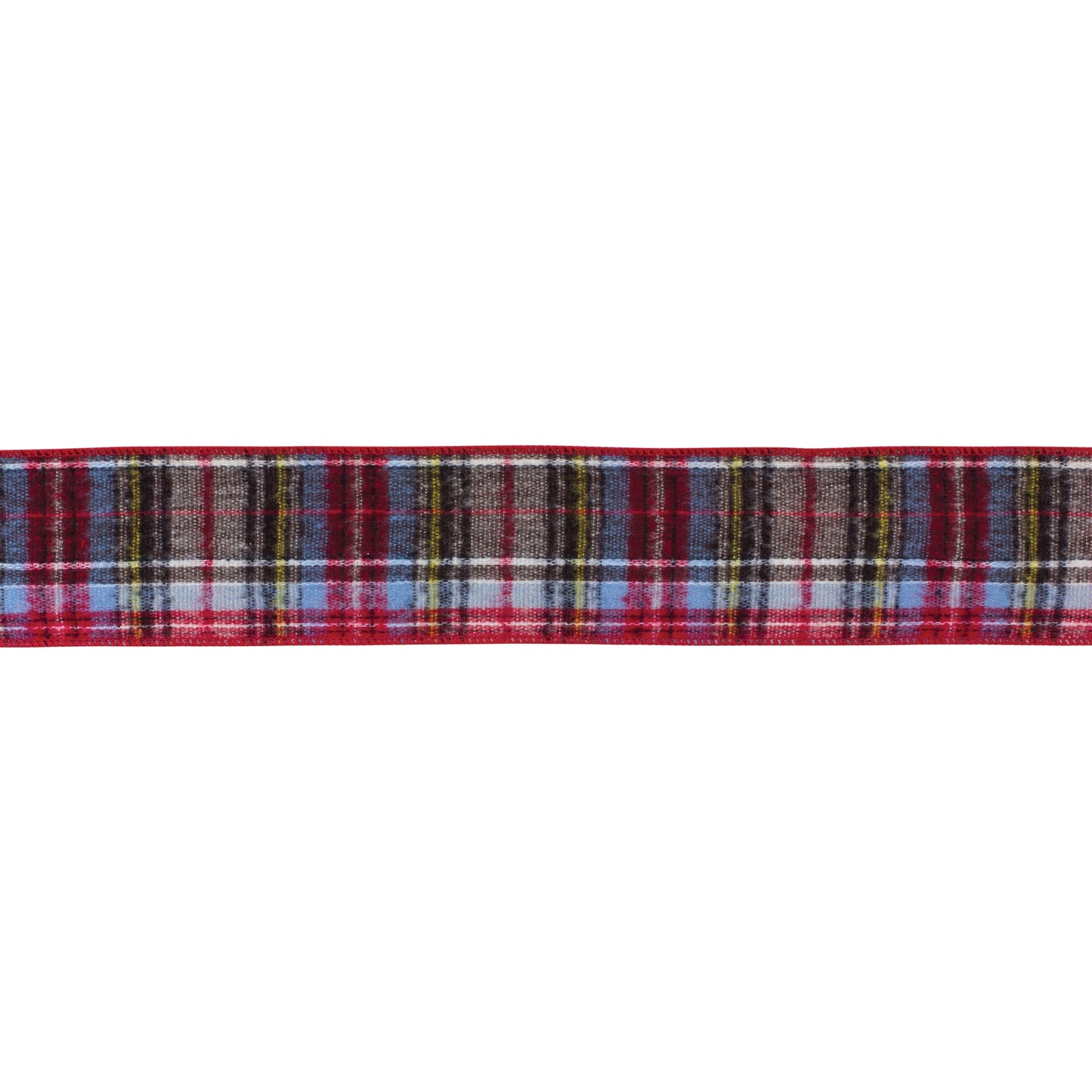 Red, black, and white plaid wired polyester ribbon, set of 2 (2.5″ x 10 yd each), ideal for wreaths, bows, tree garlands, and holiday décor
