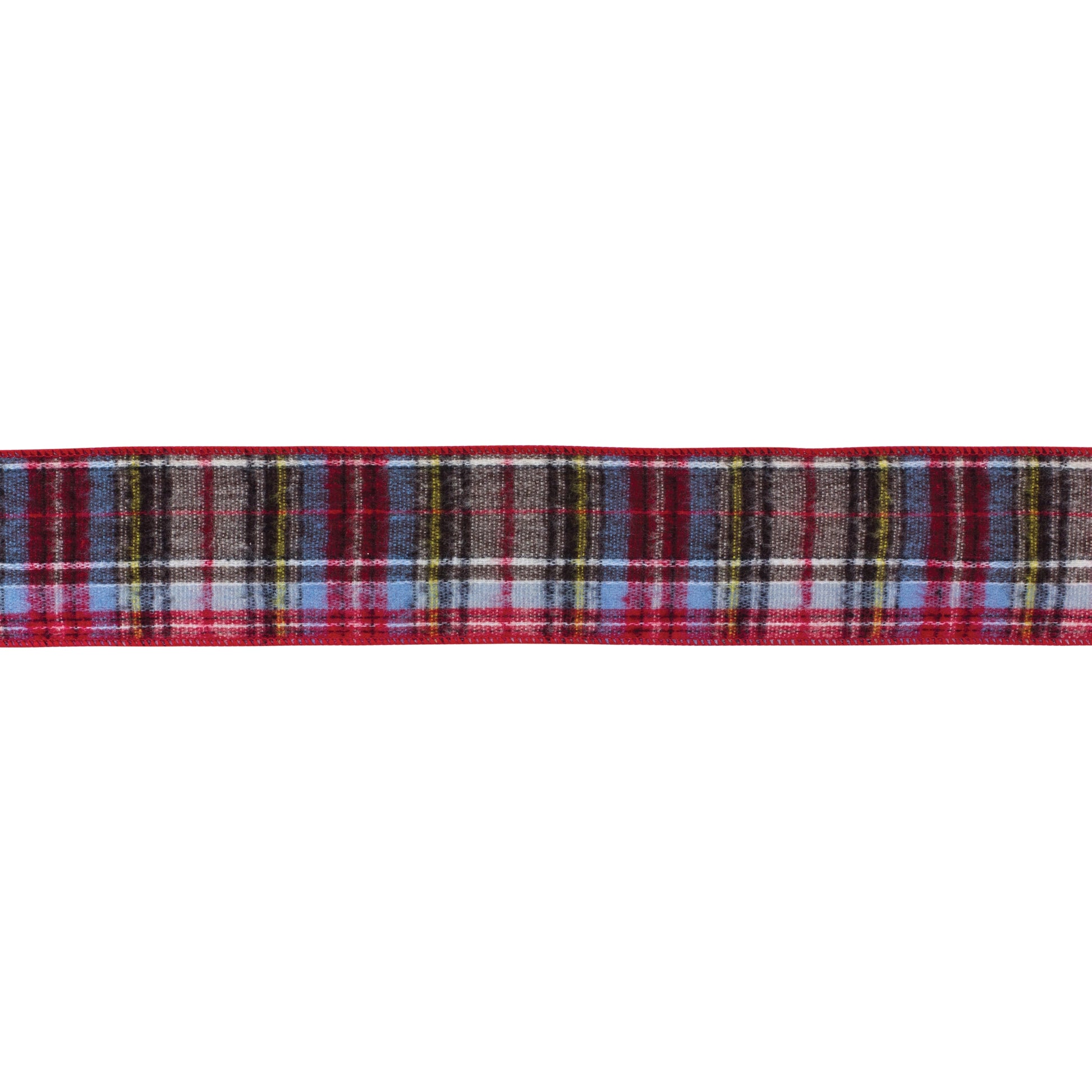 Red, black, and white plaid wired polyester ribbon, set of 2 (2.5″ x 10 yd each), ideal for wreaths, bows, tree garlands, and holiday décor
