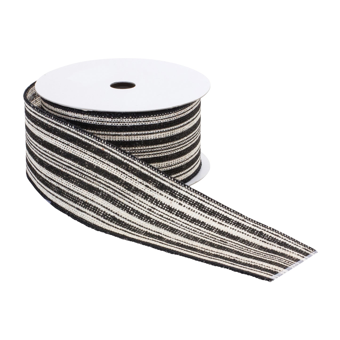 Black and white pinstriped wired ribbon, set of 2 (2.5″ x 10 yd each), wired edges for bows, wreaths, and holiday décor
