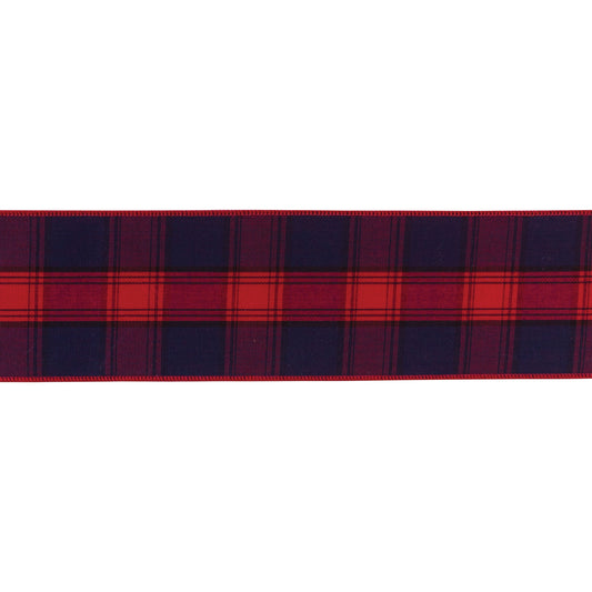 Red and black checkered wired polyester ribbon, 2.5″ × 10 yd, wired edges for bows, wreaths, and holiday décor
