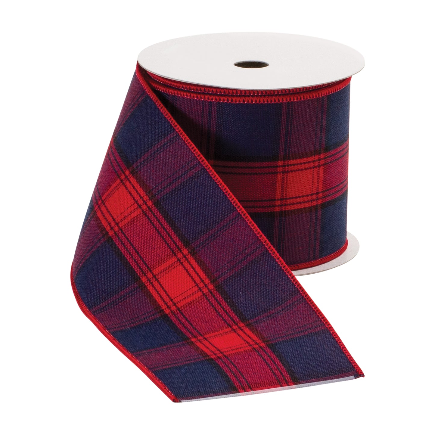 Red and black checkered wired polyester ribbon, 2.5″ × 10 yd, wired edges for bows, wreaths, and holiday décor
