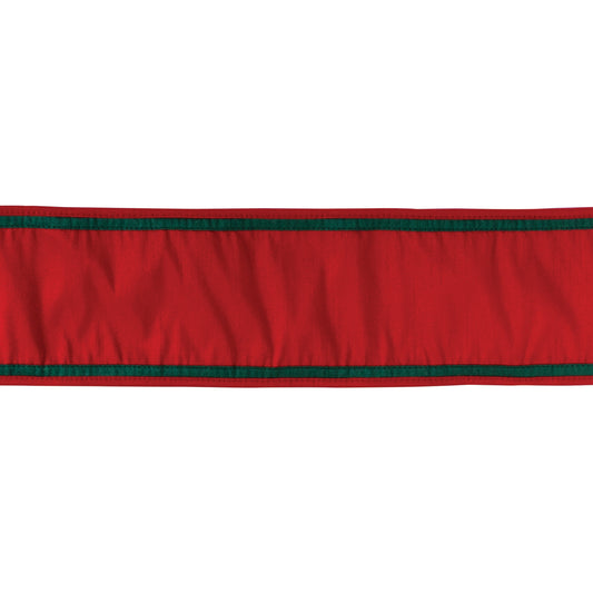 Wired polyester ribbon (4″ × 5 yd) in vibrant holiday red—ideal for wreaths, bows, crafts, and festive décor

