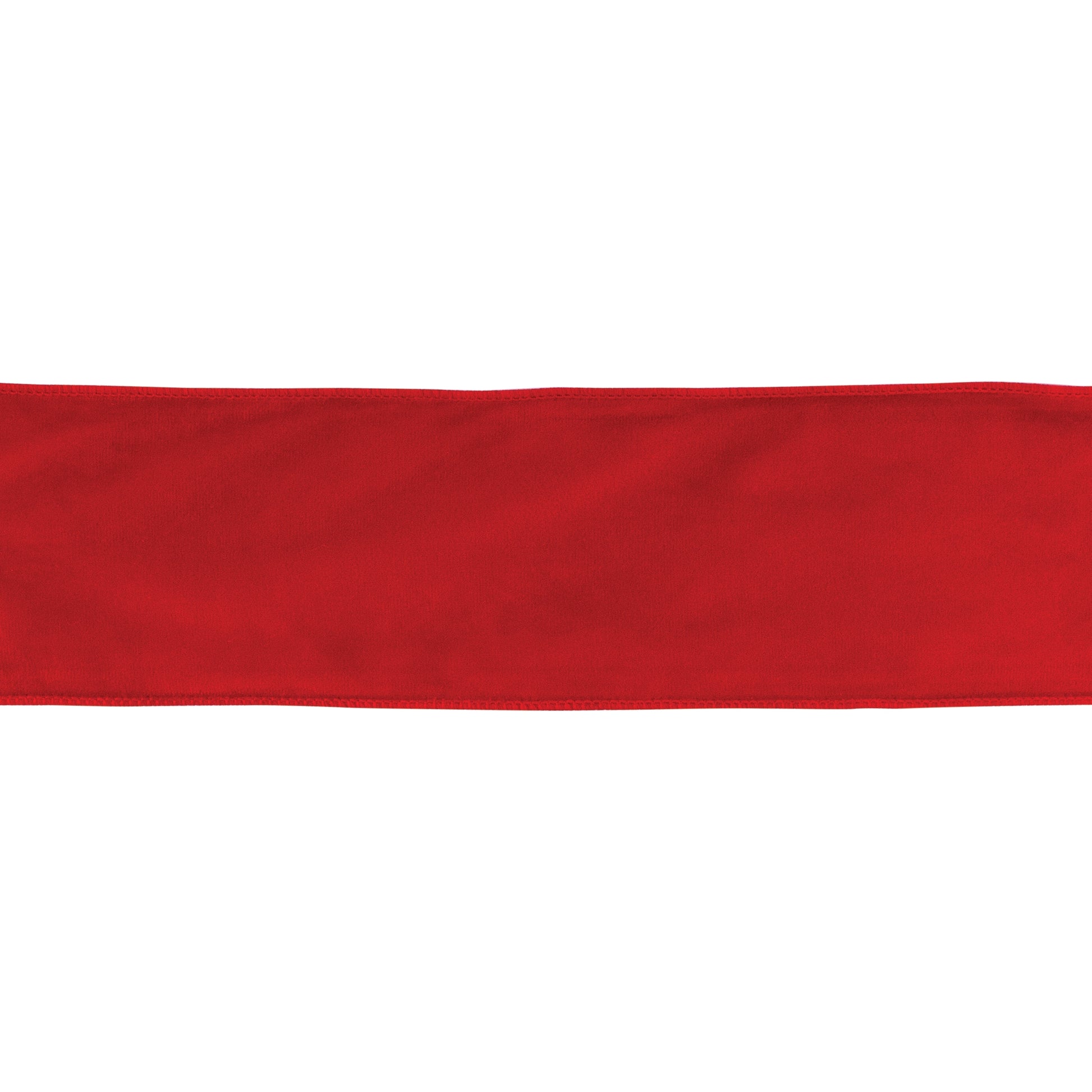 4″ × 10 yd wired polyester ribbon in rich red with wire edge—ideal for bows, wreaths, and festive crafts
