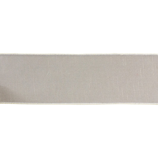4″ × 10 yd wired polyester ribbon in classic beige—perfect for wreaths, bows, and holiday décor
