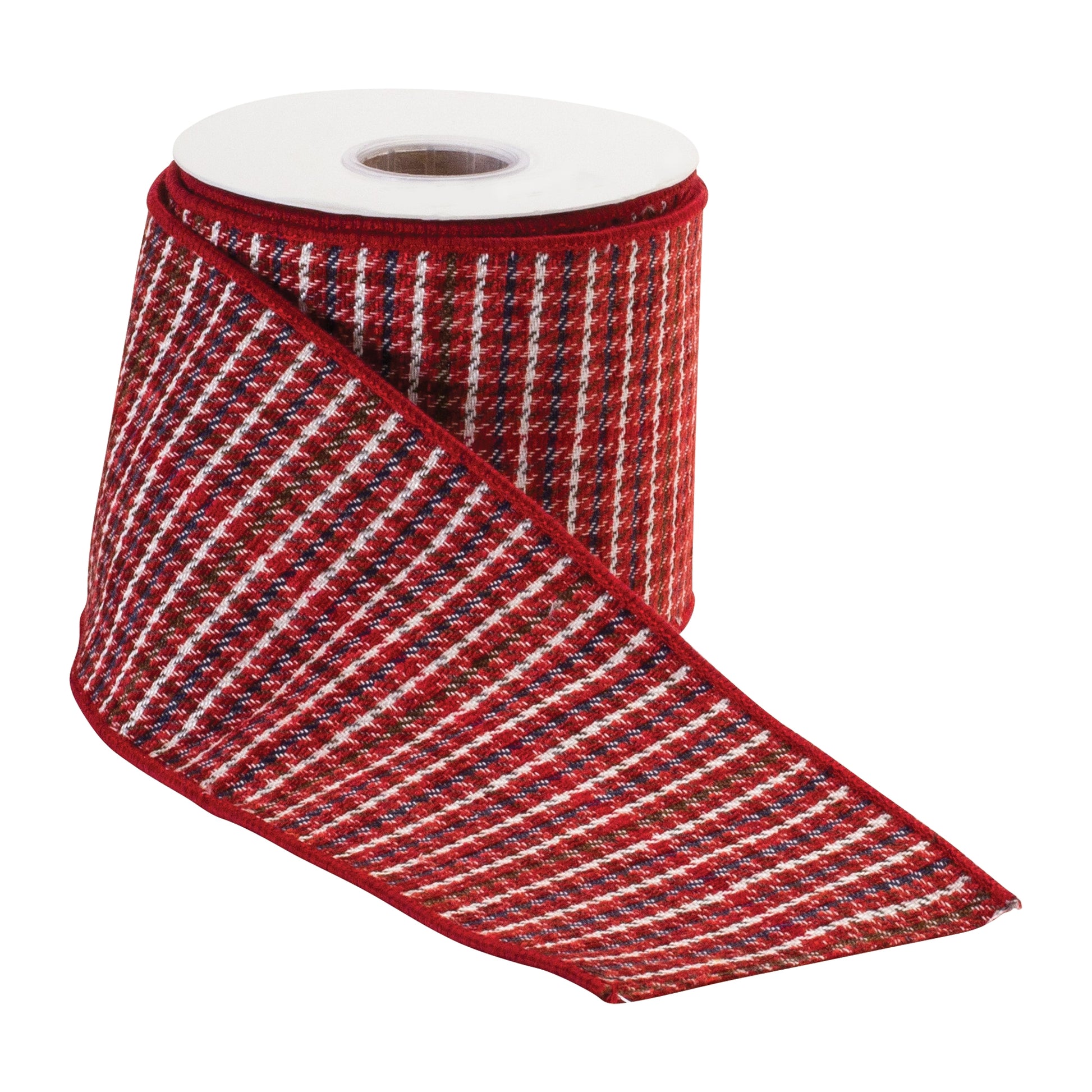 4″ × 10 yd wired ribbon with classic red-green holiday plaid
