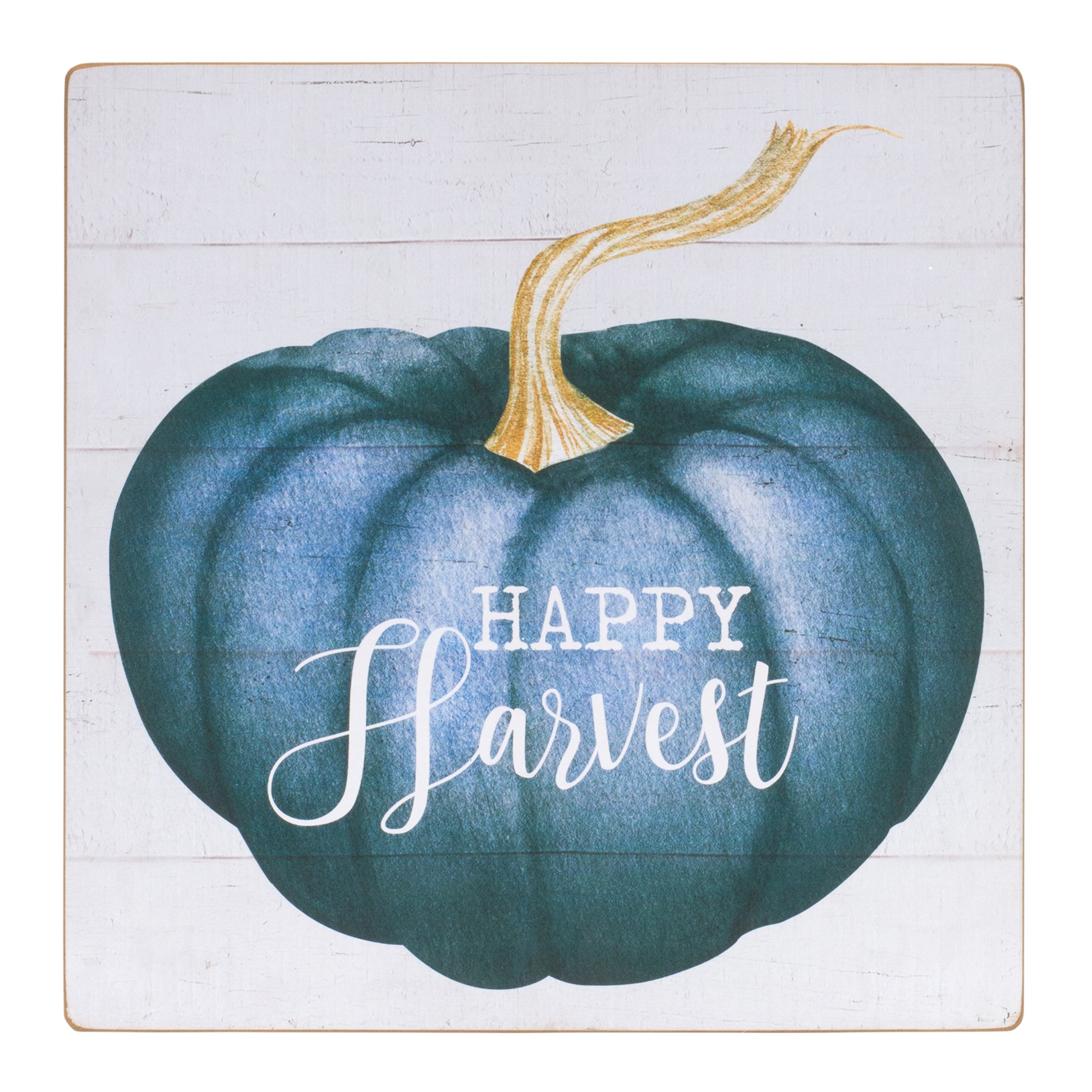 Set of four pumpkin sentiment signs with hand-painted phrases on pine board for autumn décor
