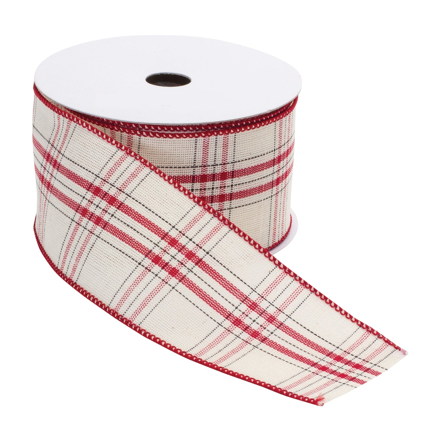 Red and white plaid cotton ribbon set of two rolls – 4″ × 5 yds each, wired holiday ribbon for wreaths, bows, garlands, and gift wrap | RRO Home
