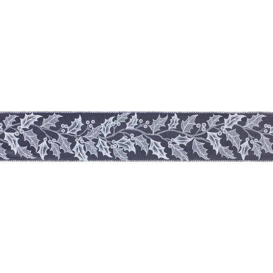 Holly Leaf Holiday Ribbon set (2 rolls) – 4″ × 5 Yds each, wired holiday ribbon with green holly leaf design for wreaths, bows, garlands & holiday décor | RRO Home
