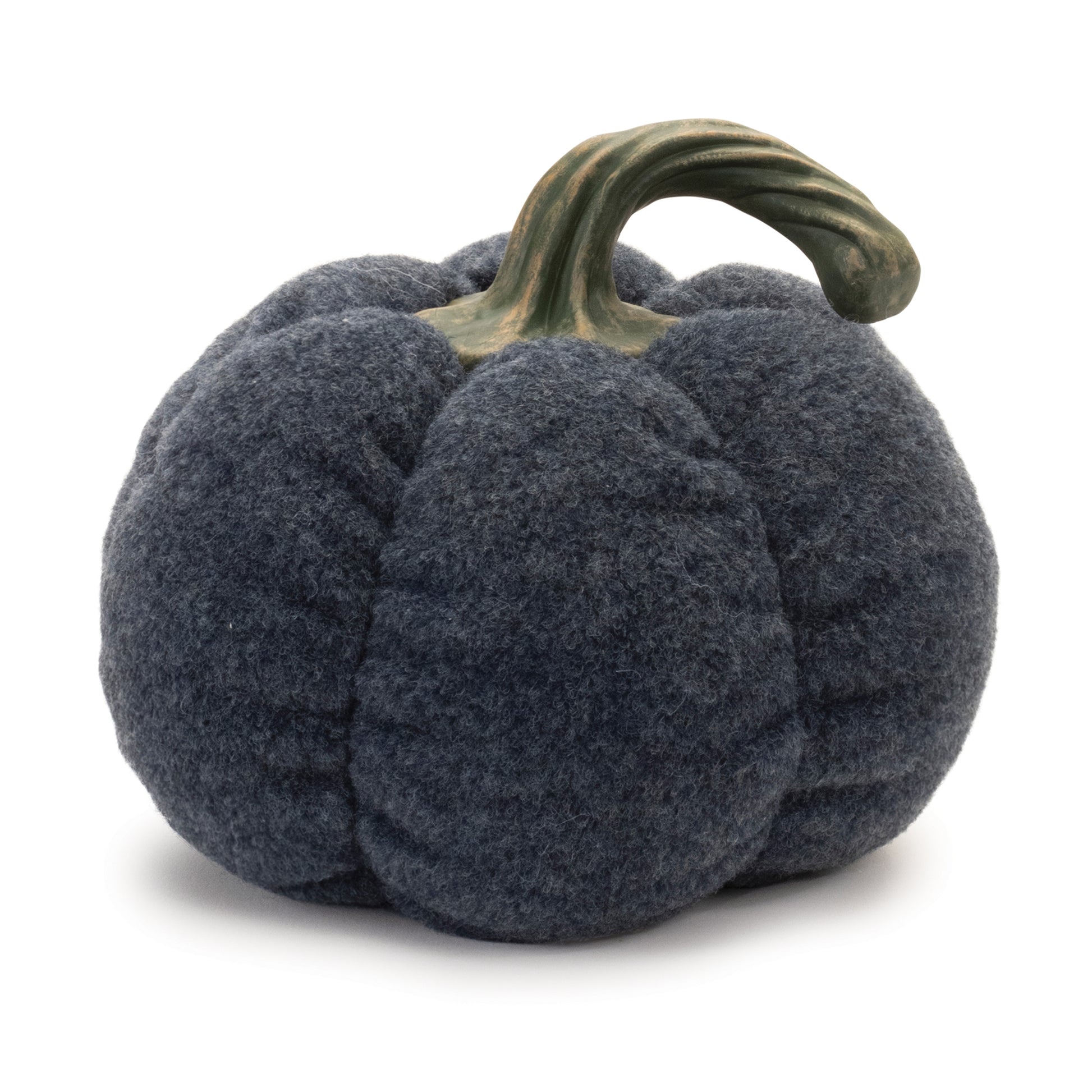 Three plush pumpkins with warm orange, cream, and brown hues in varying sizes for fall décor
