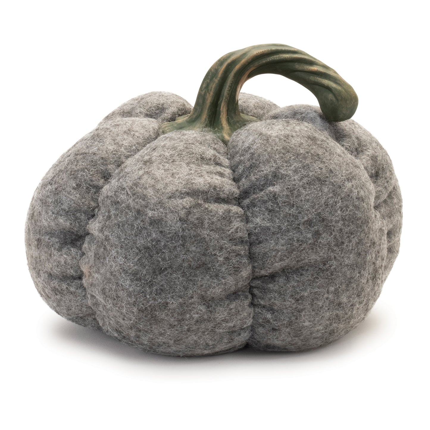 Three plush pumpkins with warm orange, cream, and brown hues in varying sizes for fall décor

