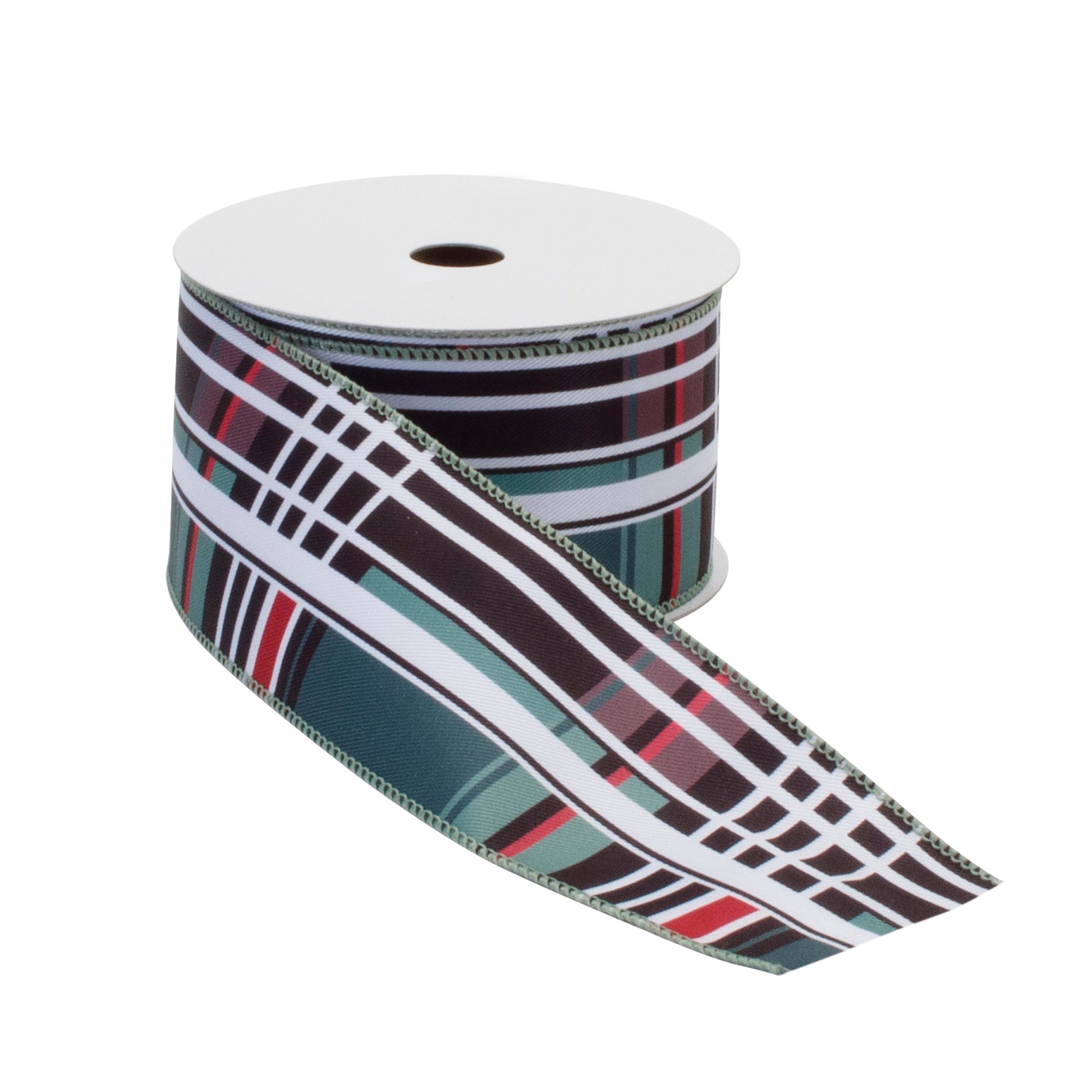 Royal Plaid Holiday Ribbon Set of 2 – wired red, green & black plaid ribbon for wreaths, bows & festive décor | RRO Home
