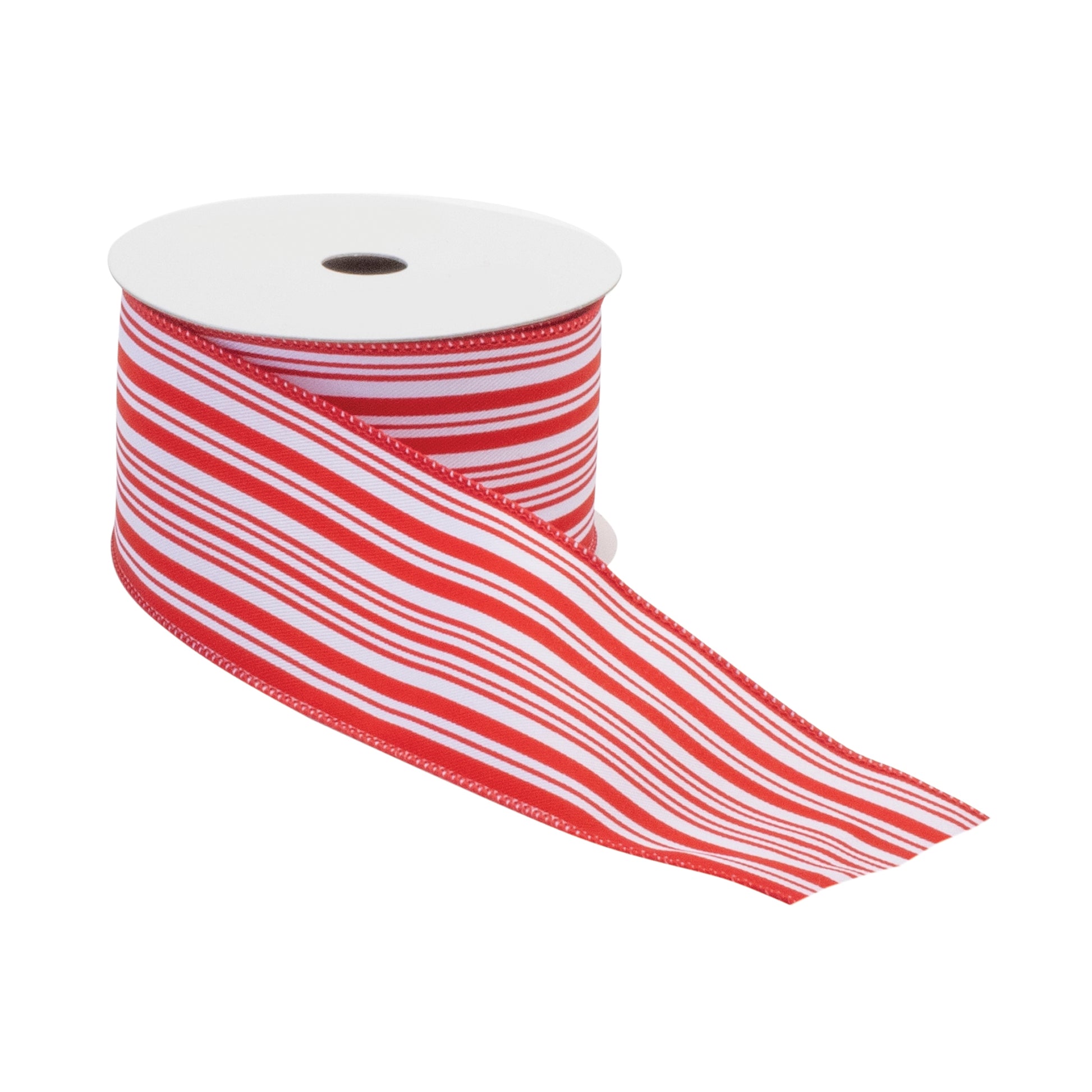 Holiday Stripe Ribbon Set of 2 – red & white wired ribbon 2.5″ × 10 Yds each, perfect for wreaths, bows & holiday décor | RRO Home
