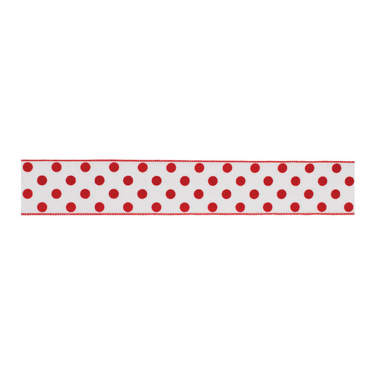 Red and white polka dot wired ribbon set – 2.5″ × 10 Yds each, perfect for holiday wreaths, bows, garlands | RRO Home
