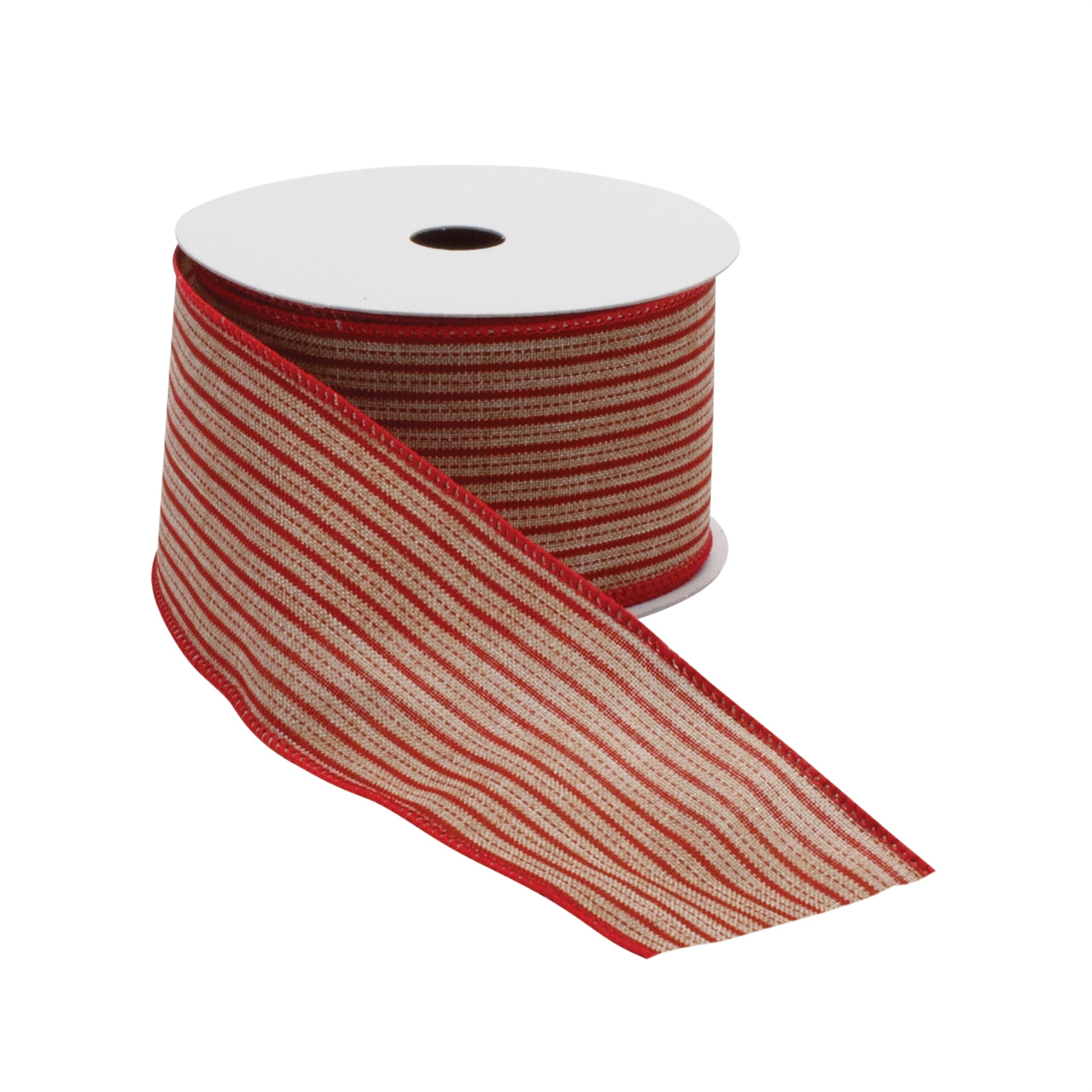 Holiday Stripe Ribbon Set of 3 – red & beige wired ribbon 2.5″ × 10 Yds each, ideal for wreaths, bows & holiday décor | RRO Home
