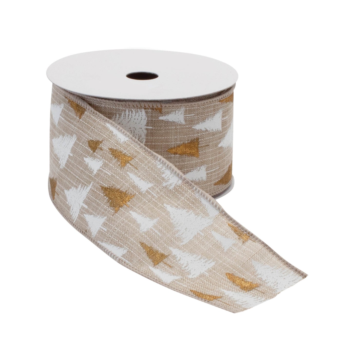 Red and white pine tree wired ribbon set (2 rolls) – 2.5″ × 10 Yds, with rustic pine tree pattern | RRO Home
