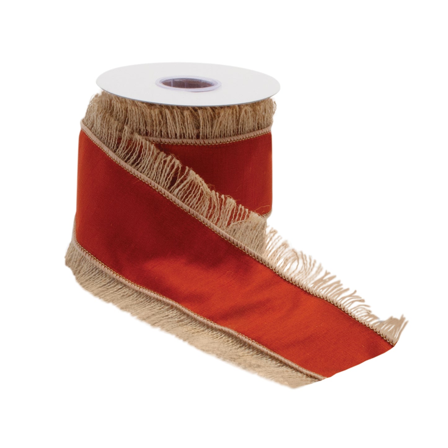 Red ribbon with jute fringe 4″ × 5 Yds (Set of 2) – wired farmhouse holiday ribbon from RRO Home
