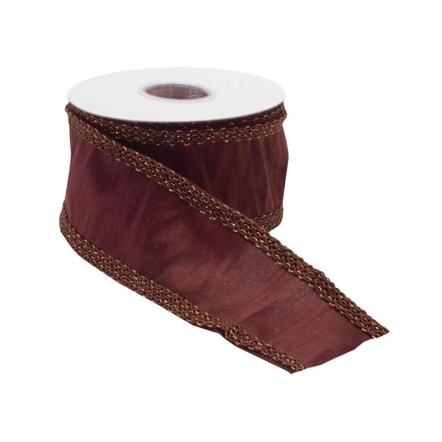 Burgundy wired holiday ribbon 2.5″ × 5 Yds – structured festive ribbon for wreaths, bows, and holiday décor | RRO Home
