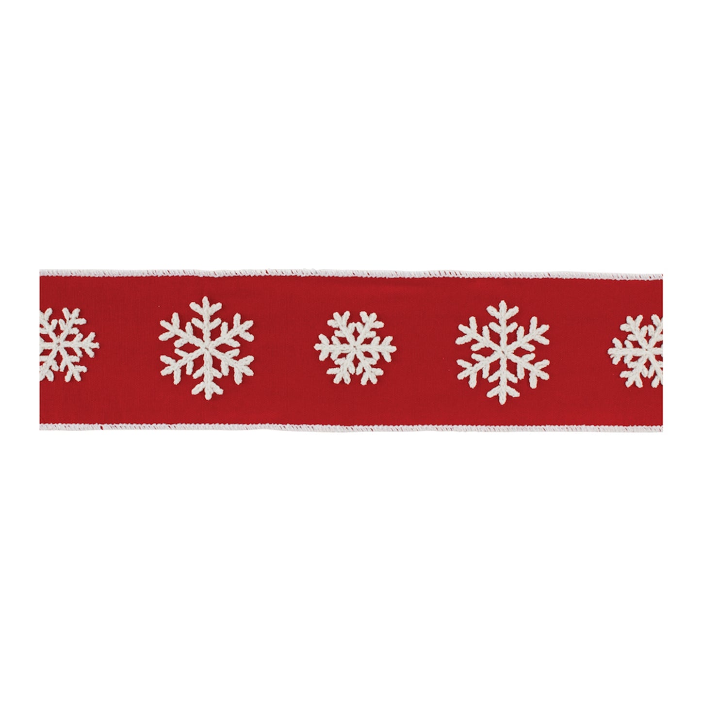 Red and white snowflake wired ribbon 4″ × 5 Yds – holiday craft ribbon for wreaths, bows & festive décor | RRO Home
